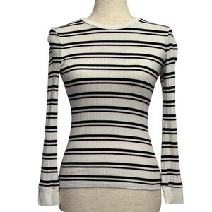 NWOT Frame Women's Striped Crew Neck Ribbed L/S Tee Size S